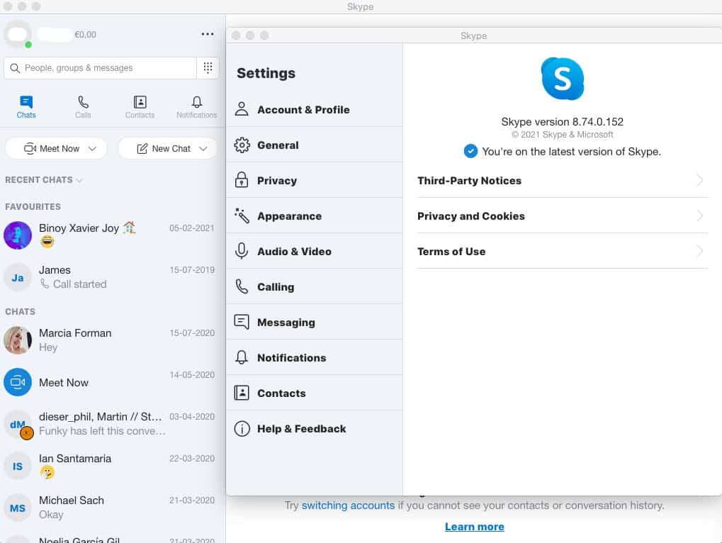 current skype for business version on mac